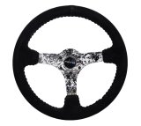 NRG Reinforced Steering Wheel (350mm / 3in. Deep) Blk Suede w/Hydrodipped Digi-Camo Spokes thumbnail 1