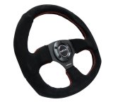NRG Reinforced Steering Wheel (320mm Horizontal / 330mm Vertical) Suede w/Red Stitch thumbnail 2
