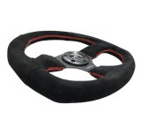 NRG Reinforced Steering Wheel (320mm Horizontal / 330mm Vertical) Suede w/Red Stitch thumbnail 3