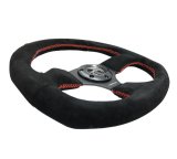 NRG Reinforced Steering Wheel (320mm Horizontal / 330mm Vertical) Suede w/Red Stitch thumbnail 4