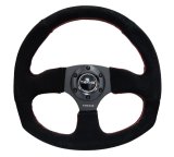 NRG Reinforced Steering Wheel (320mm Horizontal / 330mm Vertical) Suede w/Red Stitch thumbnail 5