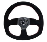 NRG Reinforced Steering Wheel (320mm Horizontal / 330mm Vertical) Suede w/Red Stitch thumbnail 7