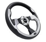 NRG Reinforced Steering Wheel (320mm) Blk w/Silver Trim & 5mm 3-Spoke thumbnail 8