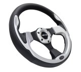 NRG Reinforced Steering Wheel (320mm) Blk w/Silver Trim & 5mm 3-Spoke thumbnail 9