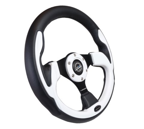 NRG Reinforced Steering Wheel (320mm) Blk w/White Trim & 4mm 3-Spoke thumbnail 5