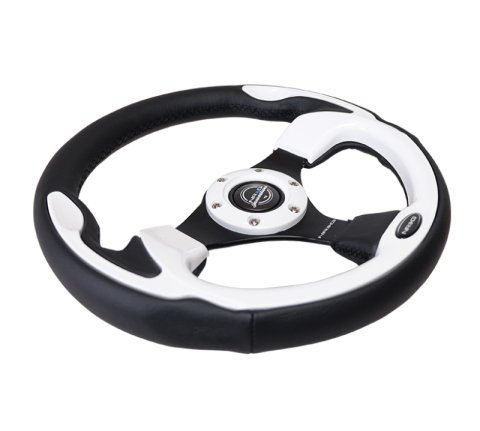 NRG Reinforced Steering Wheel (320mm) Blk w/White Trim & 4mm 3-Spoke thumbnail 8
