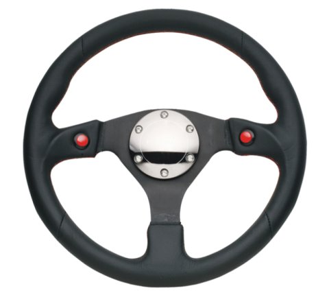 NRG Reinforced Steering Wheel (320mm) Blk Leather w/Dual Buttons thumbnail 7