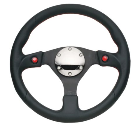 NRG Reinforced Steering Wheel (320mm) Blk Leather w/Dual Buttons thumbnail 8
