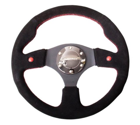NRG Reinforced Steering Wheel (320mm) Blk Suede w/Dual Buttons thumbnail 3