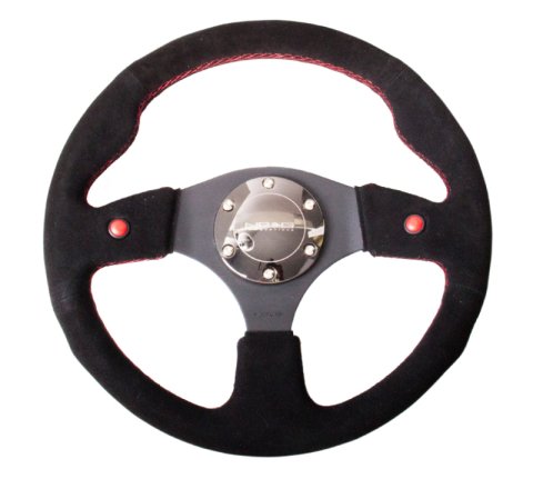 NRG Reinforced Steering Wheel (320mm) Blk Suede w/Dual Buttons thumbnail 4