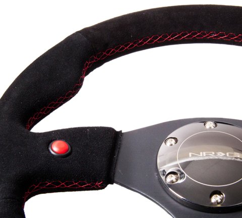NRG Reinforced Steering Wheel (320mm) Blk Suede w/Dual Buttons thumbnail 5