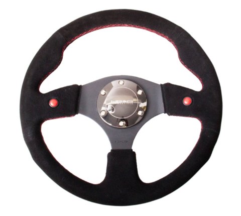 NRG Reinforced Steering Wheel (320mm) Blk Suede w/Dual Buttons thumbnail 8
