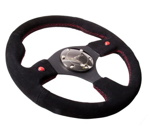 NRG Reinforced Steering Wheel (320mm) Blk Suede w/Dual Buttons thumbnail 9