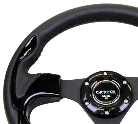 NRG Reinforced Steering Wheel (320mm) Blk w/Gloss Black Trim