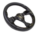 NRG Reinforced Steering Wheel (320mm) Blk w/Gloss Black Trim thumbnail 2