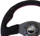 NRG Reinforced Steering Wheel (320mm) Suede w/Red Stitch thumbnail 1