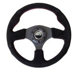 NRG Reinforced Steering Wheel (320mm) Suede w/Red Stitch thumbnail 2