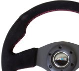 NRG Reinforced Steering Wheel (320mm) Suede w/Red Stitch thumbnail 3