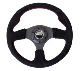 NRG Reinforced Steering Wheel (320mm) Suede w/Red Stitch thumbnail 4