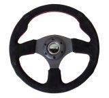 NRG Reinforced Steering Wheel (320mm) Suede w/Red Stitch thumbnail 5