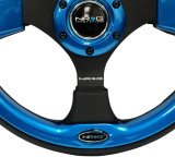 NRG Reinforced Steering Wheel (320mm) Blk w/Blue Trim thumbnail 1