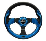 NRG Reinforced Steering Wheel (320mm) Blk w/Blue Trim thumbnail 2