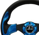 NRG Reinforced Steering Wheel (320mm) Blk w/Blue Trim thumbnail 3