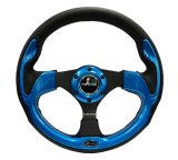 NRG Reinforced Steering Wheel (320mm) Blk w/Blue Trim thumbnail 6