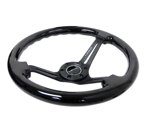 NRG Reinforced Steering Wheel (350mm / 3in. Deep) Blk Wood w/Blk Matte Spoke/Black Center Mark thumbnail 2