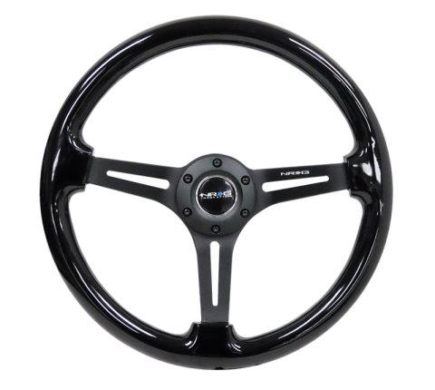 NRG Reinforced Steering Wheel (350mm / 3in. Deep) Blk Wood w/Blk Matte Spoke/Black Center Mark thumbnail 5