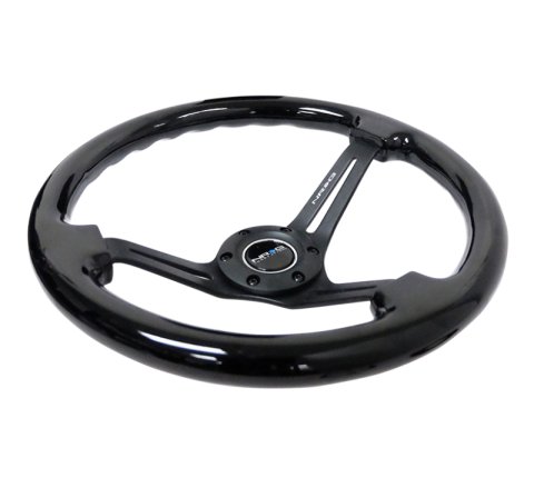 NRG Reinforced Steering Wheel (350mm / 3in. Deep) Blk Wood w/Blk Matte Spoke/Black Center Mark thumbnail 6