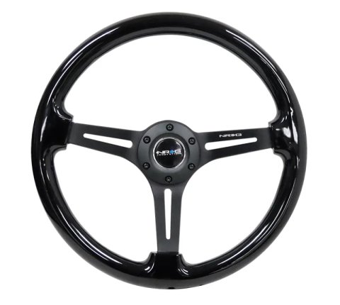 NRG Reinforced Steering Wheel (350mm / 3in. Deep) Blk Wood w/Blk Matte Spoke/Black Center Mark thumbnail 7