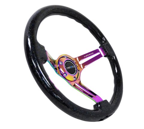 NRG Reinforced Steering Wheel (350mm / 3in. Deep) Blk Multi Color Flake w/ Neochrome Center Mark thumbnail 8