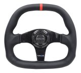 NRG Carbon Fiber Steering Wheel (320mm) Black CF Center w/Black Stitch Red Center Mark Flat Bottom thumbnail 1
