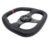 NRG Carbon Fiber Steering Wheel (320mm) Black CF Center w/Black Stitch Red Center Mark Flat Bottom thumbnail 3