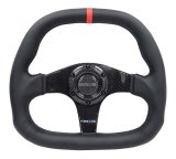 NRG Carbon Fiber Steering Wheel (320mm) Black CF Center w/Black Stitch Red Center Mark Flat Bottom thumbnail 5
