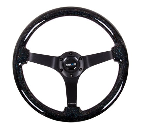 NRG Reinforced Steering Wheel (350mm / 3in Deep) Classic Blk Sparkle Wood Grain w/Blk 3-Spoke Center thumbnail 4