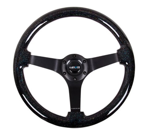 NRG Reinforced Steering Wheel (350mm / 3in Deep) Classic Blk Sparkle Wood Grain w/Blk 3-Spoke Center thumbnail 7