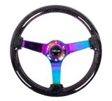 NRG Reinforced Steering Wheel (350mm / 3in Deep) Minty Fresh Wood Grain w/Black 3-Spoke Center thumbnail 2