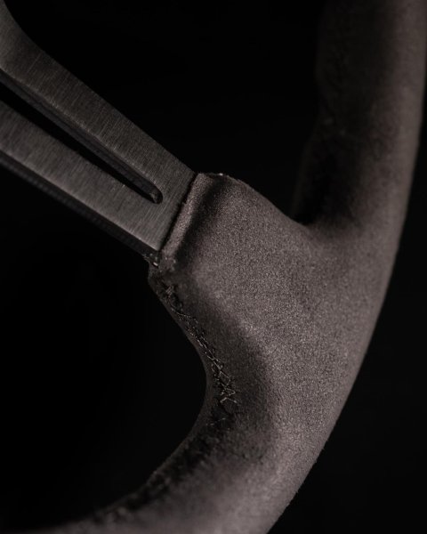 NRG Reinforced Steering Wheel (350mm / 3in. Deep) Black Leather w/ Alcantara Stitching thumbnail 5