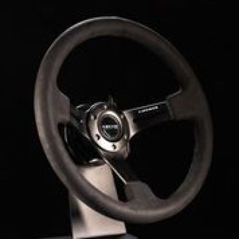 NRG Reinforced Steering Wheel (350mm / 3in. Deep) Black Leather w/ Alcantara Stitching thumbnail 6