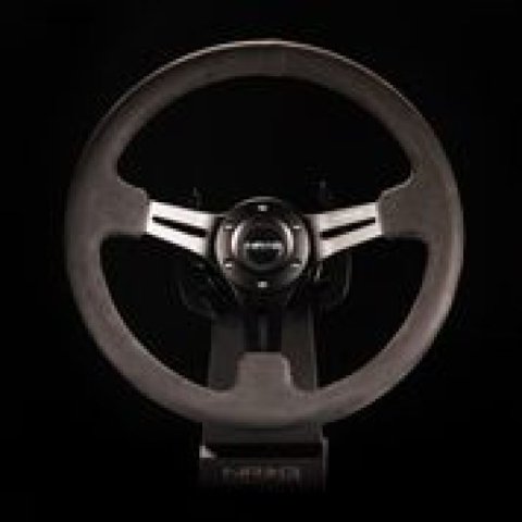NRG Reinforced Steering Wheel (350mm / 3in. Deep) Black Leather w/ Alcantara Stitching thumbnail 8