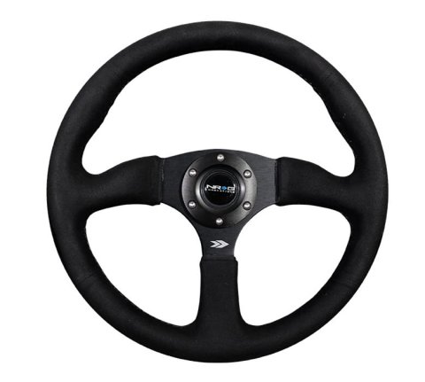 NRG Reinforced Steering Wheel (350mm / 2.5in. Deep)Blk Alcantara Comfort Grip w/4mm Matte Blk Spokes thumbnail 3
