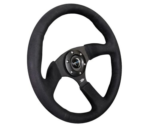NRG Reinforced Steering Wheel (350mm / 2.5in. Deep)Blk Alcantara Comfort Grip w/4mm Matte Blk Spokes thumbnail 4
