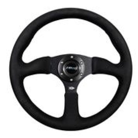 NRG Reinforced Steering Wheel (350mm / 2.5in. Deep)Blk Alcantara Comfort Grip w/4mm Matte Blk Spokes thumbnail 5
