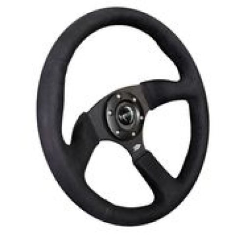 NRG Reinforced Steering Wheel (350mm / 2.5in. Deep)Blk Alcantara Comfort Grip w/4mm Matte Blk Spokes thumbnail 6