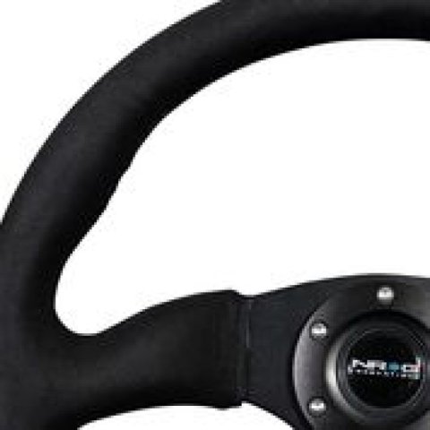 NRG Reinforced Steering Wheel (350mm / 2.5in. Deep)Blk Alcantara Comfort Grip w/4mm Matte Blk Spokes thumbnail 7