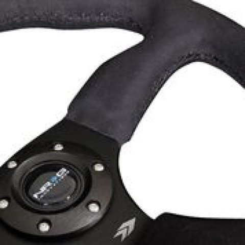 NRG Reinforced Steering Wheel (350mm / 2.5in. Deep)Blk Alcantara Comfort Grip w/4mm Matte Blk Spokes thumbnail 8