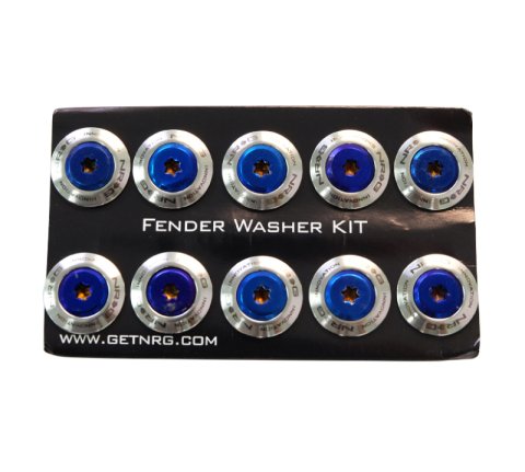 NRG Fender Washer Kit (TI Series) M6 Bolts/SS For Plastic (Silver Washer/TI Burn Screw) - Set of 10 thumbnail 2