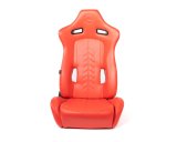 NRG Reclinable Sport Seats (Pair) The Arrow Red Vinyl w/ Pressed NRG Logo w/ Red Stitch thumbnail 3